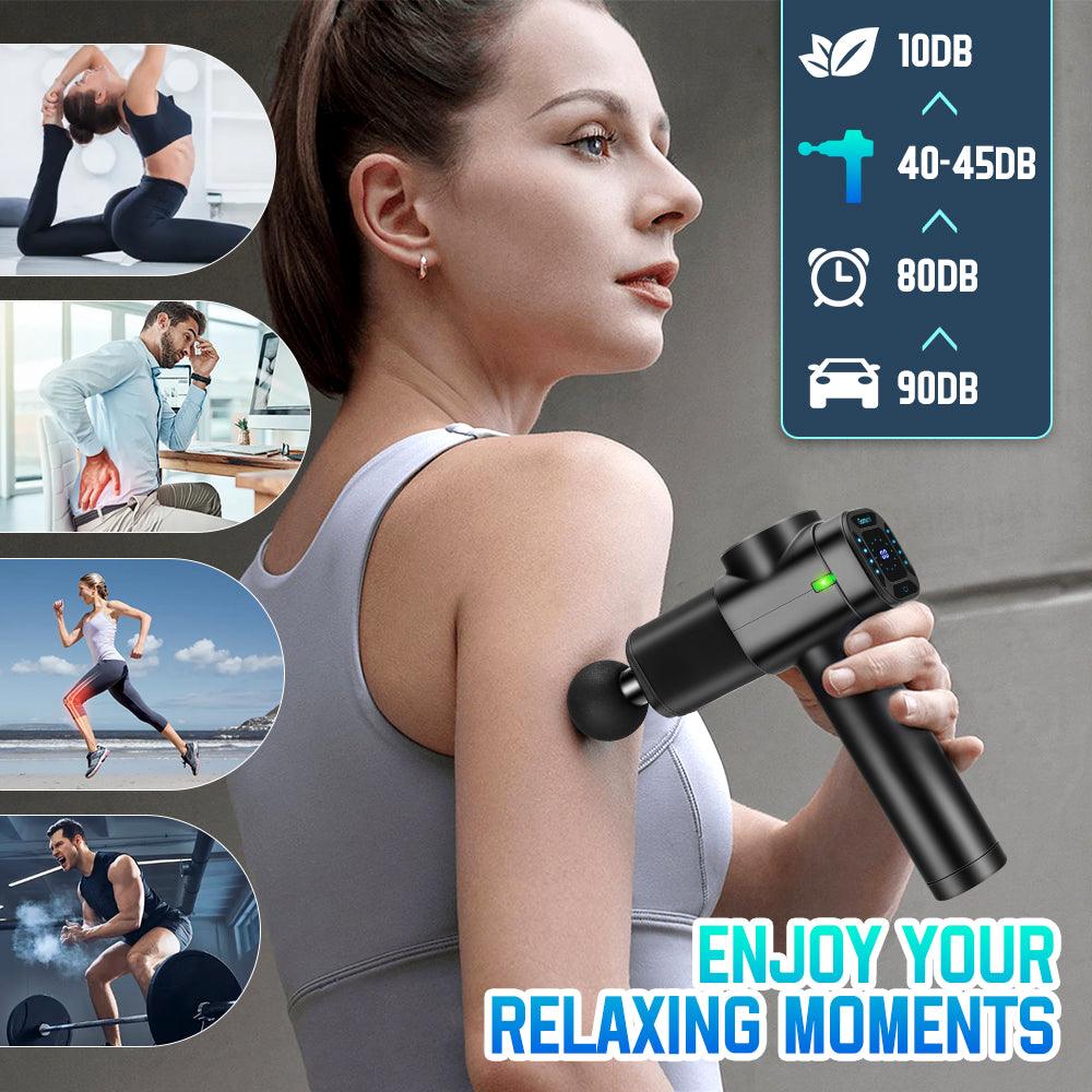 FIVALI LCD Touch Screen Intelligent Electric Massage Gun Muscle Relaxation Massage, 30 Speeds and 8 Massage Heads - Abeget