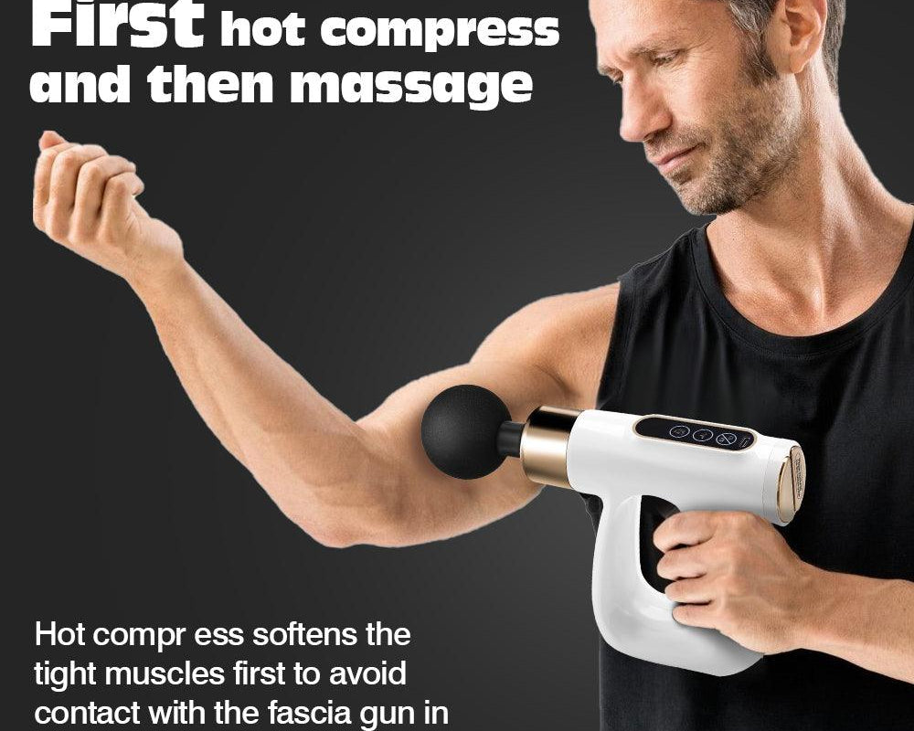 FIVALI Hot Compress Handheld Massage Gun Heating Muscle Shock Relaxation, 12 Speeds & 3 Adjustable Temperatures - Abeget